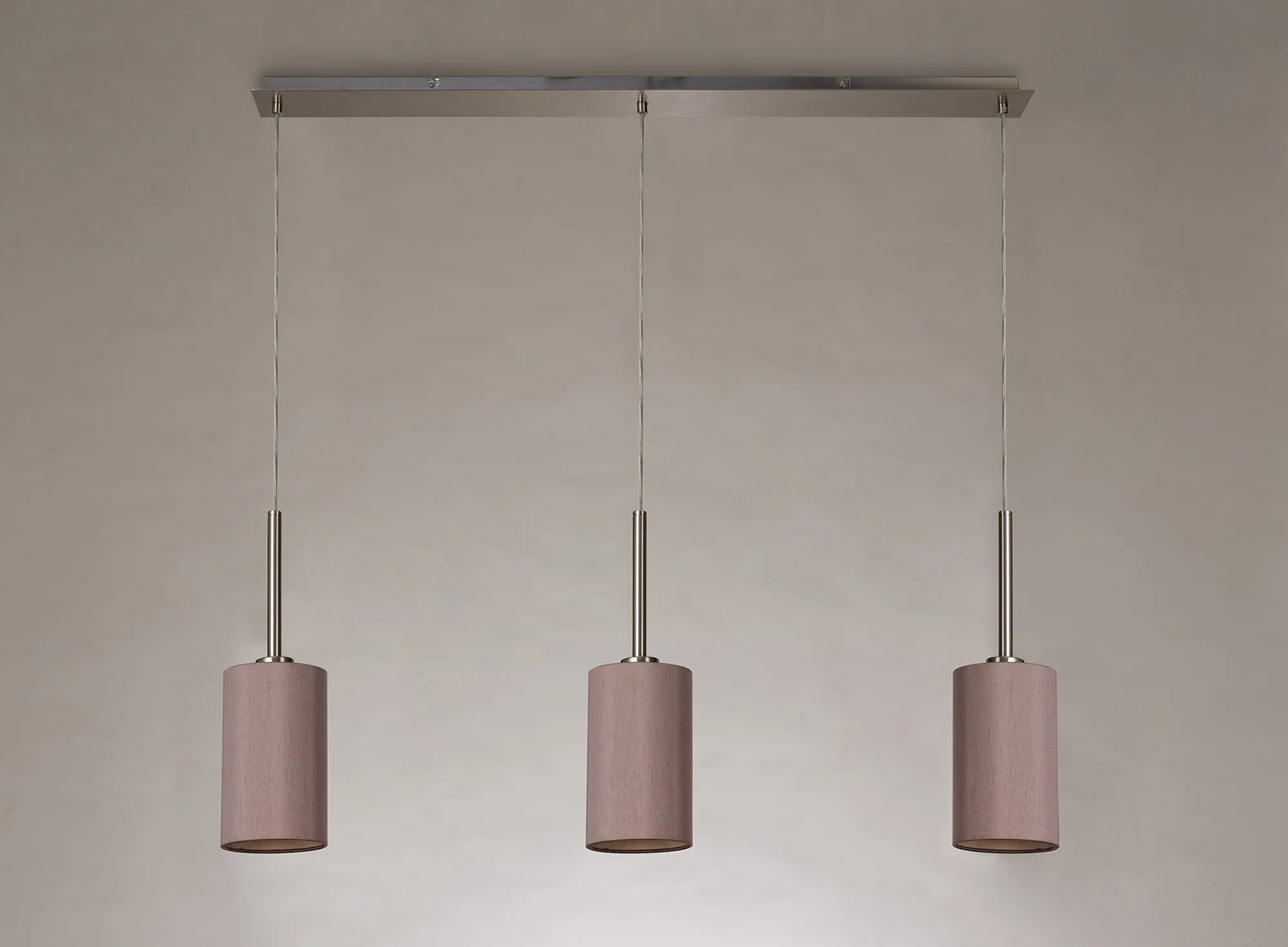 Baymont 12cm Shade 3 Light Pendant Satin Nickel, Taupe/Halo Gold DK0778  Deco Baymont SN TA